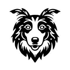 Beautiful dog head tattoo. Vector head of wolf or dog as design element on isolated background