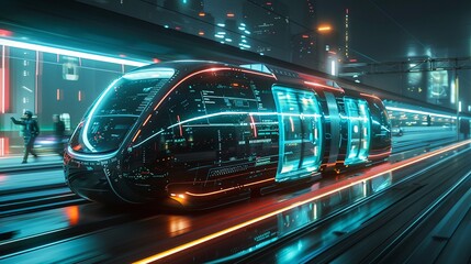 Fototapeta premium Futuristic urban transport systems paid for with cryptocurrency seamless integration of tech and mobility