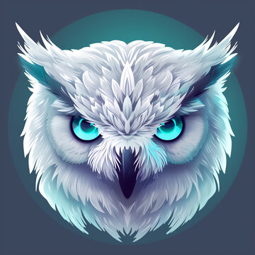 owl head logo, animal logo, symbol of power, minimal logo, game avatar