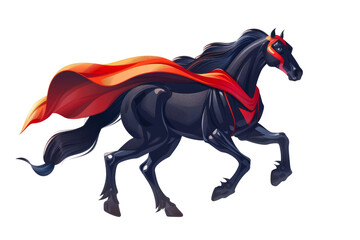 horse in a superhero costume, perhaps with a flowing cape, emphasizing strength and majesty.