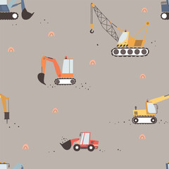 Seamless pattern with construction machines © Olga