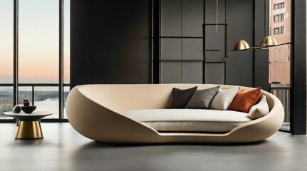 cake with cream and berries on the cake  in heart shape with sofa set birthday decoration cake abstract background 