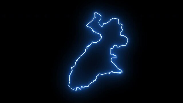 map of Arbil in iraq with glowing neon effect