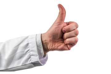 scientist's gesture suitable for congratulating scientific achievements or important events.