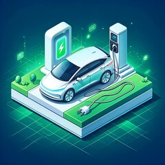 Electric car at charging station