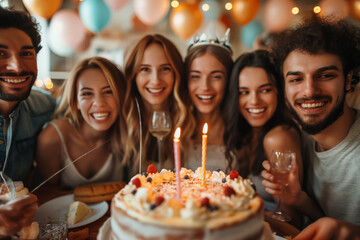 a group of people posing for a picture with a cake