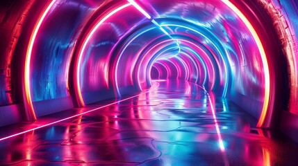  Futuristic Neon Light Tunnel 