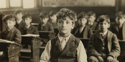 Obraz premium a Student of the 1920s . black and white photo