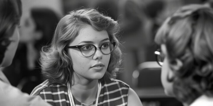 a Student of the 1960s. black and white photo