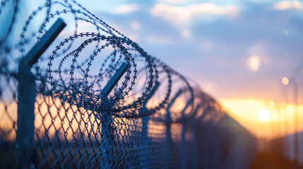 Barbed wire and barbed wire fence to prevent intruders.
