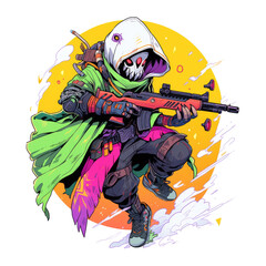 Hunter character with a gun for fresh t-shirt design