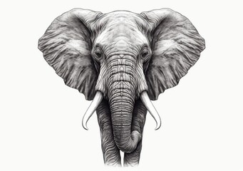 black and gray elephant front view illustration