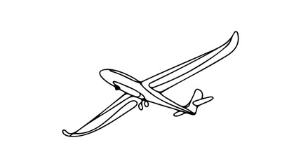 Continuous line art or One Line drawing Air gliding for vector illustration, extreme sports