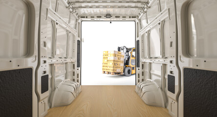 Empty cargo van interior ready for loading - 750652466