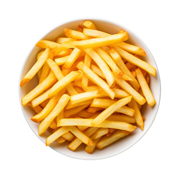 Frenchi fries in a white bowl - Top View