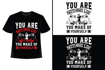 Gym motivational quote with grunge effect and barbell t-shirt design. Workout, inspirational, Poster, Vector design for gym textile,  tshirt, cover, banner, cards cases

