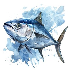 Tuna water color style,isolate on white,Clip art