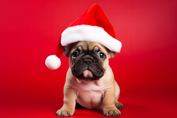 Baby Dog Wearing a Festive Hat