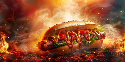 hot dog background - obrazy, fototapety, plakaty
