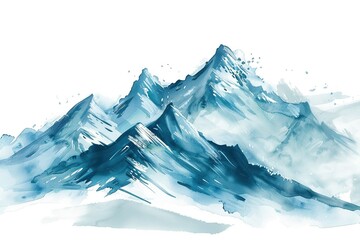Fototapeta na wymiar Mountain Landscape water color style,isolate on white,Clip art