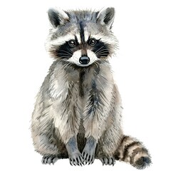 Raccoon water color style,isolate on white,Clip art
