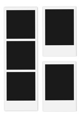 set of polaroid photos and photo strip on transparent background