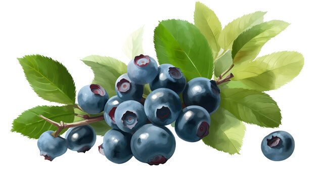 blueberries on the branch clipart free stock illustration of blueberries, in the style of realistic landscape paintings