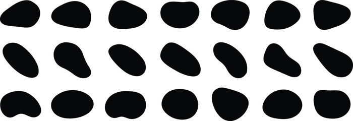 Random organic blob shapes. Black cube drops. Liquid organic amoeba silhouette blob in modern style. 