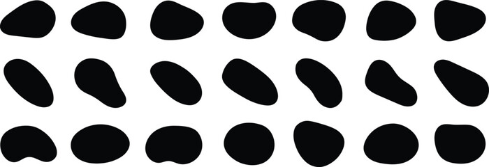 Fototapeta premium Random organic blob shapes. Black cube drops. Liquid organic amoeba silhouette blob in modern style. 