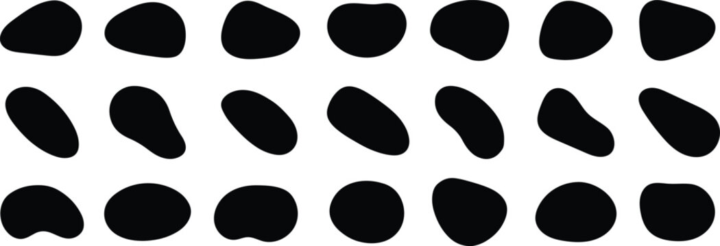 recommend clip art: Random organic blob shapes. Black cube drops. Liquid organic amoeba silhouette blob in modern style. 