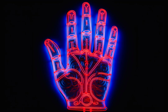 Palmistry neon. Prediction of the future.