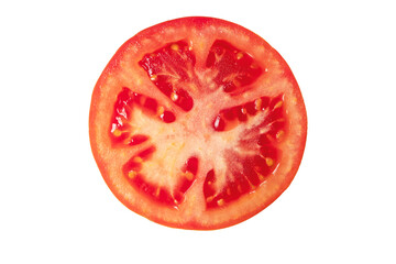 Tomato slice top view isolated transparent png. Sandwich filler ingredient. Juicy vegetable for hamburger.
Meaty fruit with small seed cavities.