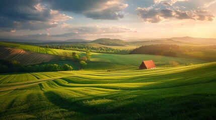 Enter a shooting box nestled amidst the lush spring green fields of Czech Moravia, surrounded by the vibrant hues of nature's awakening
