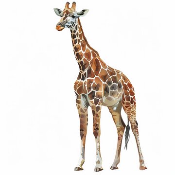 recommend clip art: Giraffe water color style,isolate on white,Clip art