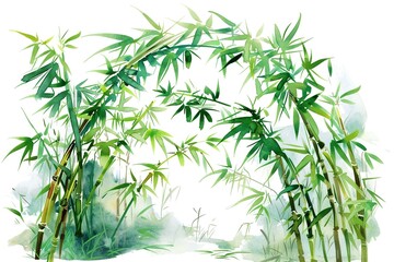 Bamboo Grove water color style,isolate on white,Clip art