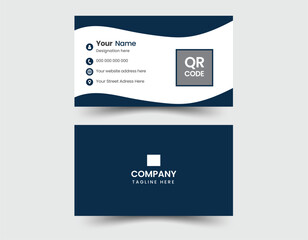 Double-sided  Modern blue white and Clean business card template. Business card for business and personal use. Vector illustration design.