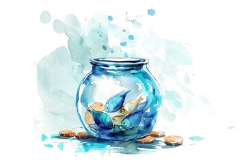 Financial Webinars water color style,isolate on white,Clip art