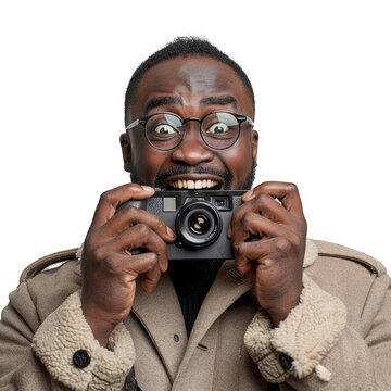 Photo a person using camera, isolated on transparent background
