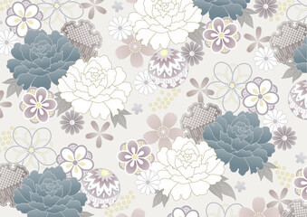 淡いくすみカラーのグレー系和柄（シームレスではありません）