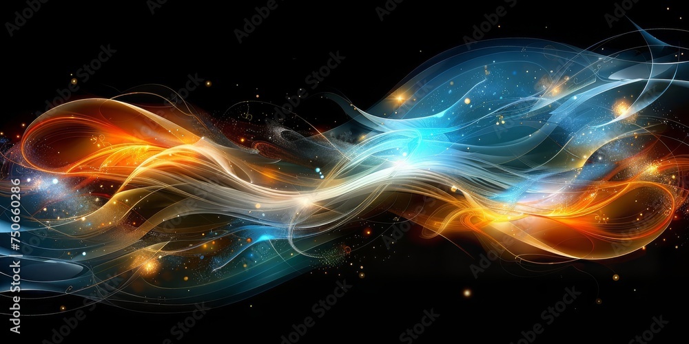 Aufkleber Harmonic Flux: Captivating Energy Waves Flowing in a Dynamic and Colorful Abstract Art Form, Generative AI