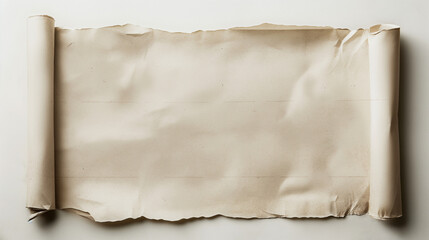 Antiquated scroll isolated against a white backdrop