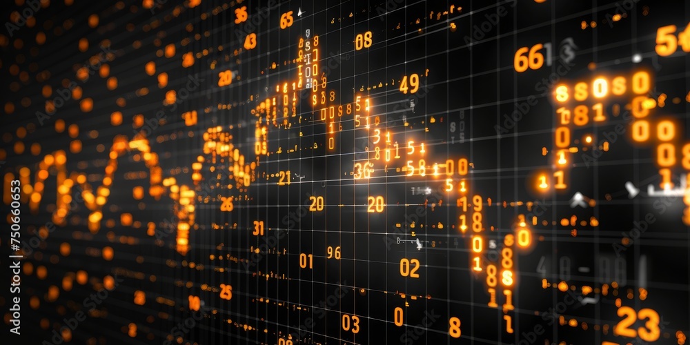 Poster a digital representation of stock market data and financial statistics, generative ai