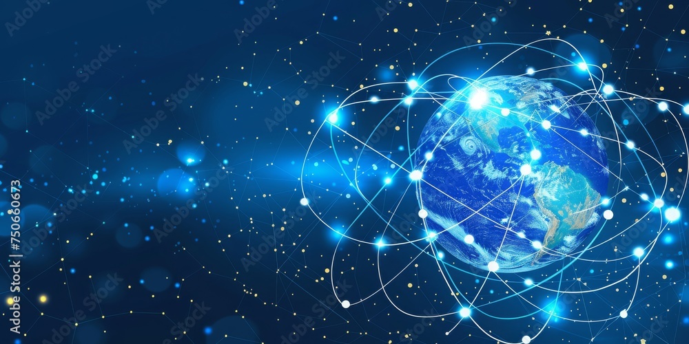 Aufkleber  An Abstract Visualization of Global Network and Data Circulation Around Earth, Generative AI