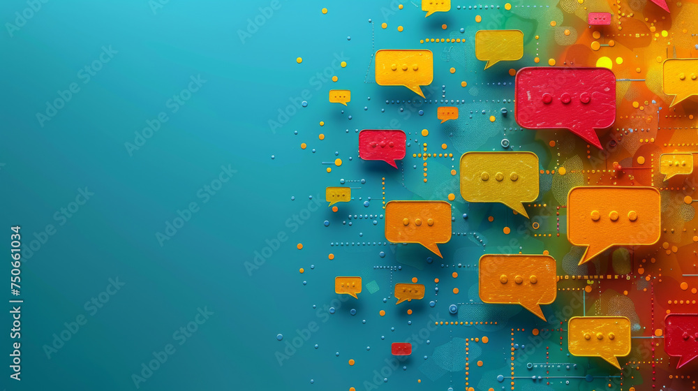 Aufkleber colorful speech bubbles creating a vibrant and dynamic communication theme in digital design for soc