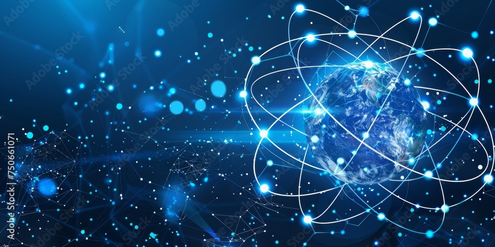 Aufkleber  An Abstract Visualization of Global Network and Data Circulation Around Earth, Generative AI