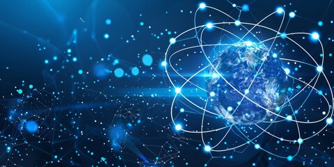  An Abstract Visualization of Global Network and Data Circulation Around Earth, Generative AI