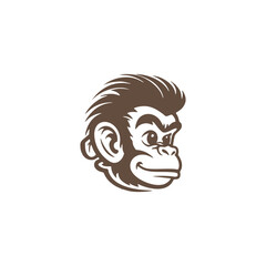Monkey head logo templatevector - obrazy, fototapety, plakaty