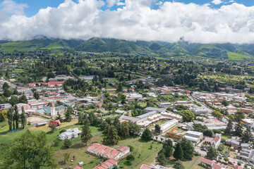 Tafi del Valle town in Tucuman Argentina seen from a drone.