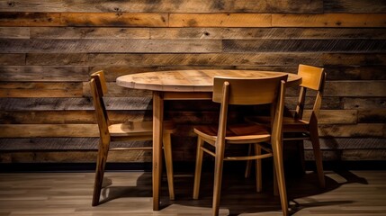 wooden table and modern chairs furniture for the family dining room