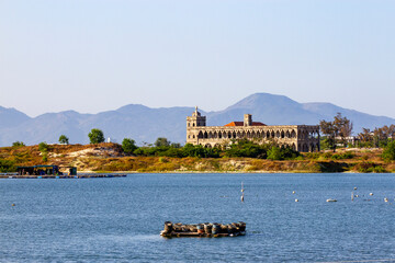 Beautiful Landscape Of A Old Catholic Monastery With Lake And Mountains In Cam Ranh, Vietnam.